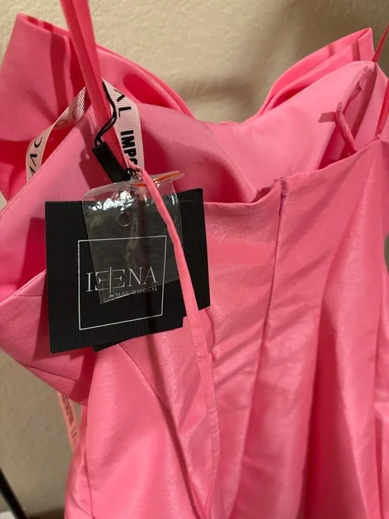NWT Mac Duggar Convertible Strap Light Pink Bow-Front Party Mini Dress - Picture 6 of 6